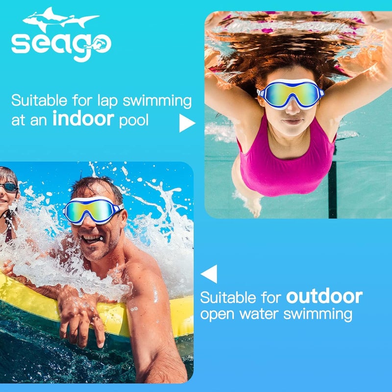 Seago Swim Goggles No Leaking Anti-Fog Pool Goggles Swimming Goggles for Adult Men Women Youth, UV Protection 180° Clear Vision - Image 4